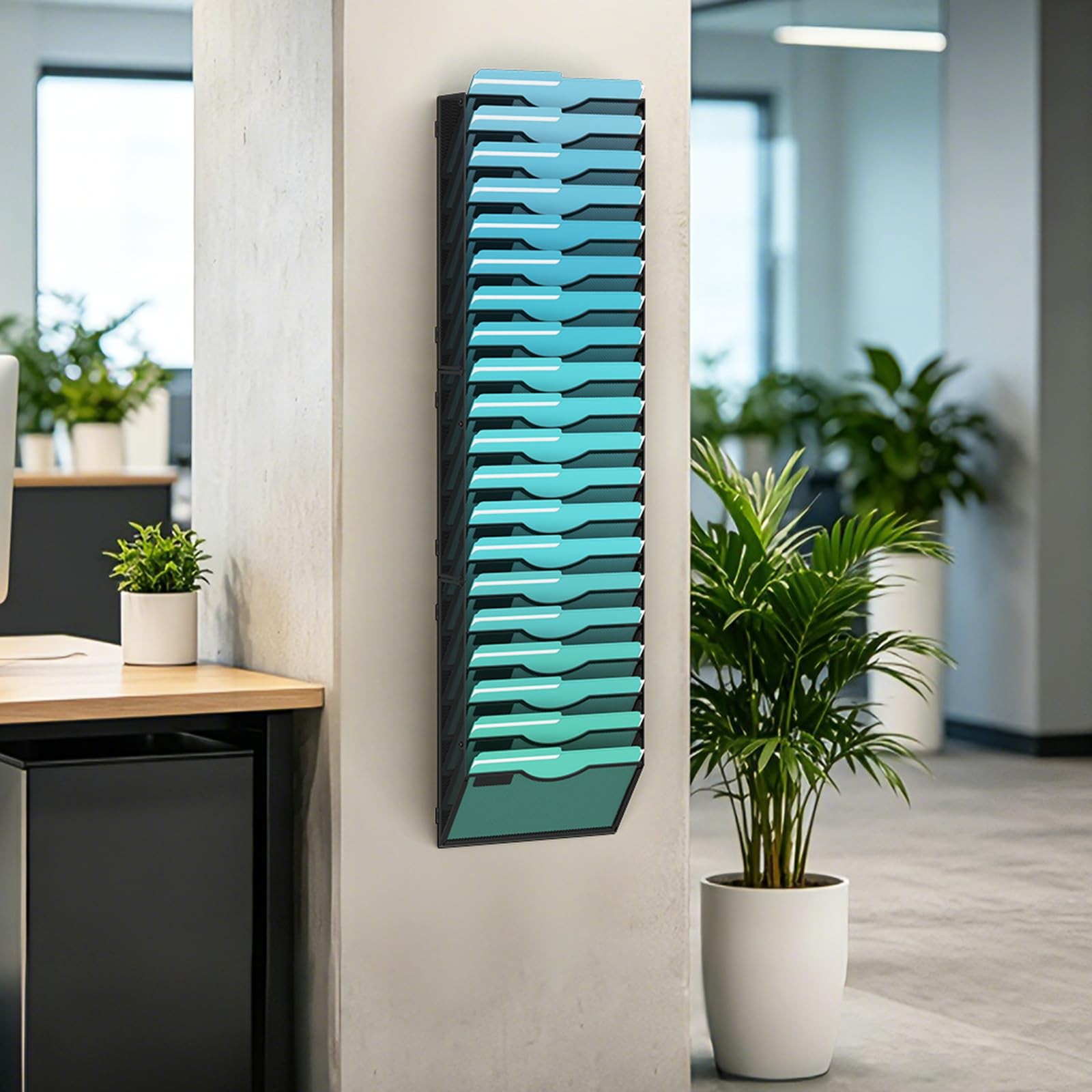 Gawerk 20-Tier Wall File Organizer Hanging Wall File Holder Wall Mount Paper …
