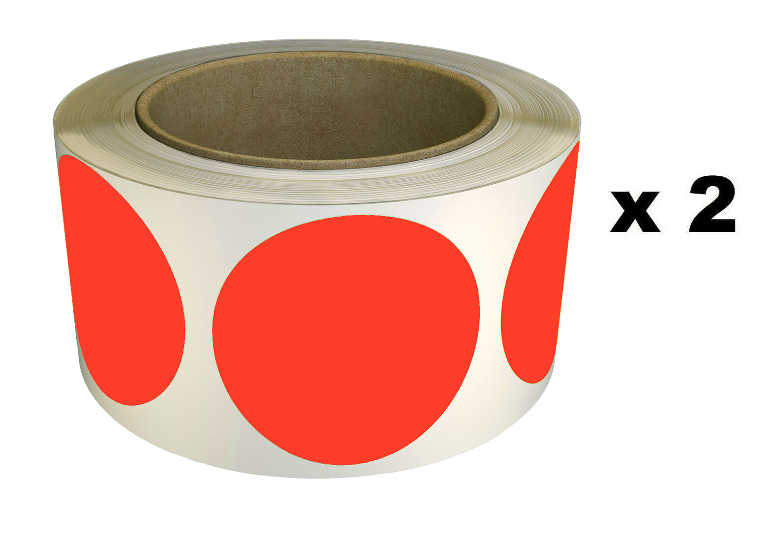 2 Inch Neon-Red Dot Stickers Large Round 50mm 1200 Pack on Rolls