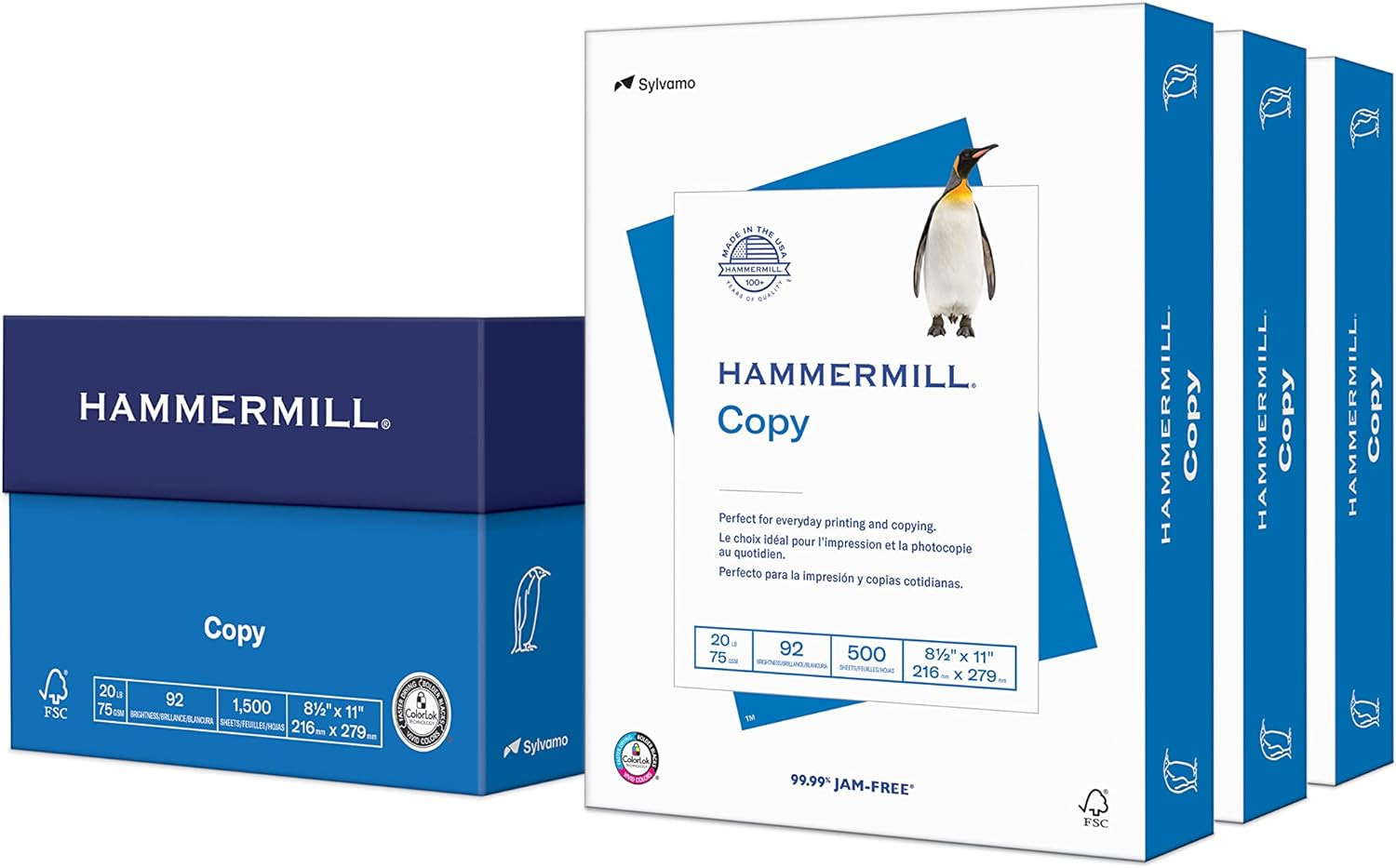 Hammermill Printer Paper, 20 Lb Copy Paper, 8.5 X 11-3 Ream (1,500 Sheets) – 92