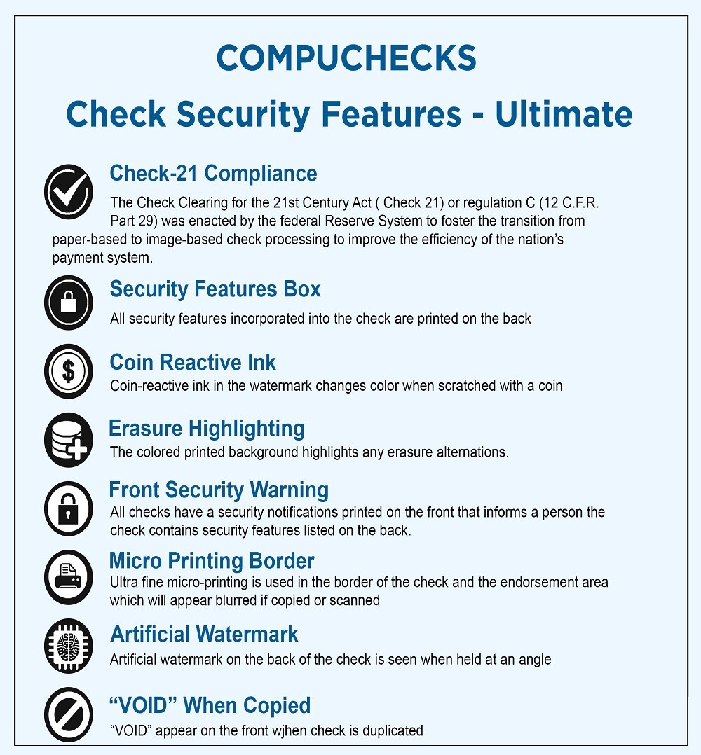 100 Blank Check Stock Paper – Check on Bottom – Blue Pinstripe