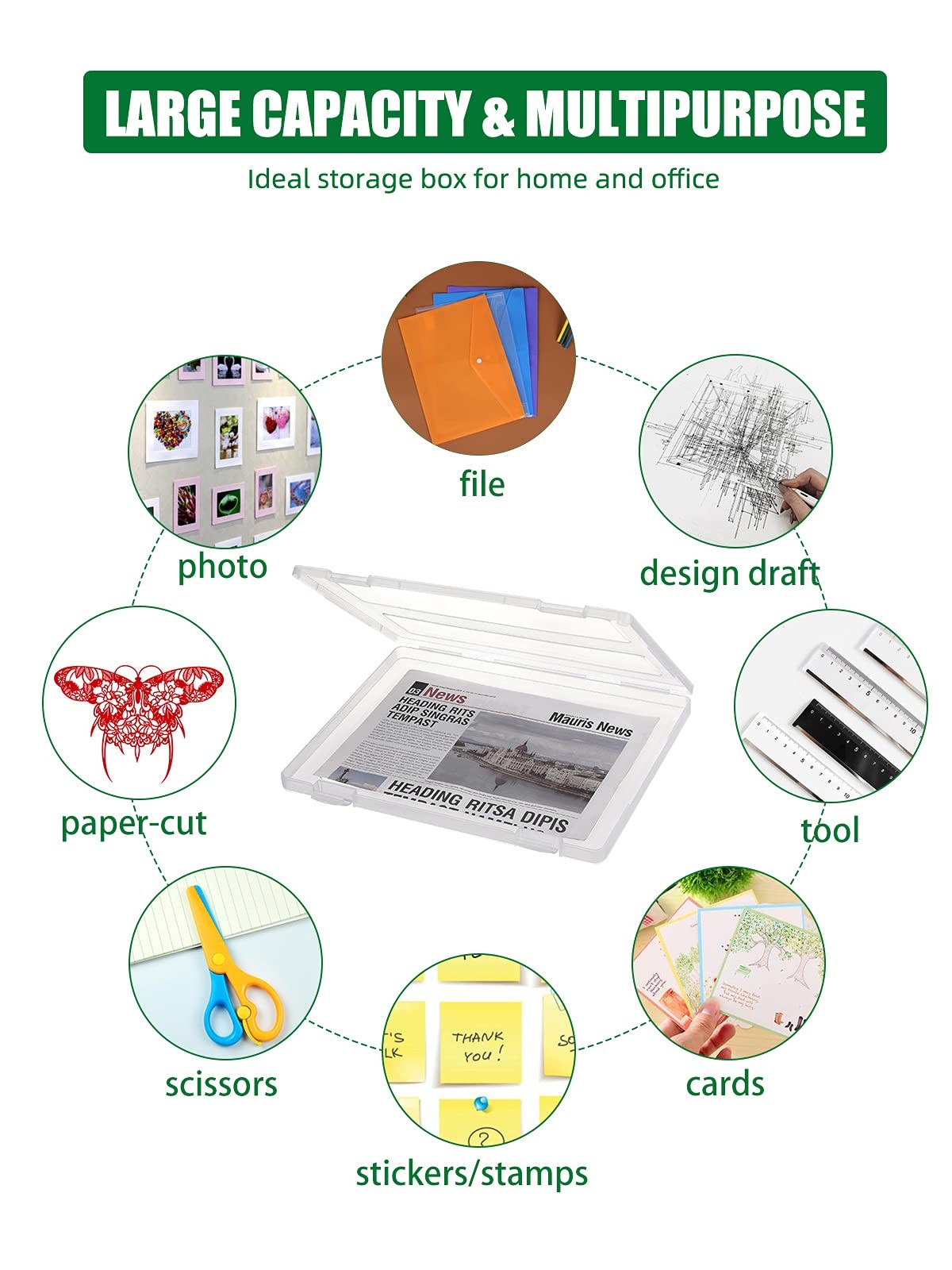 4 Pack A4 Paper Organizer Box, Plastic Scrapbook Paper Organizer Containers f…