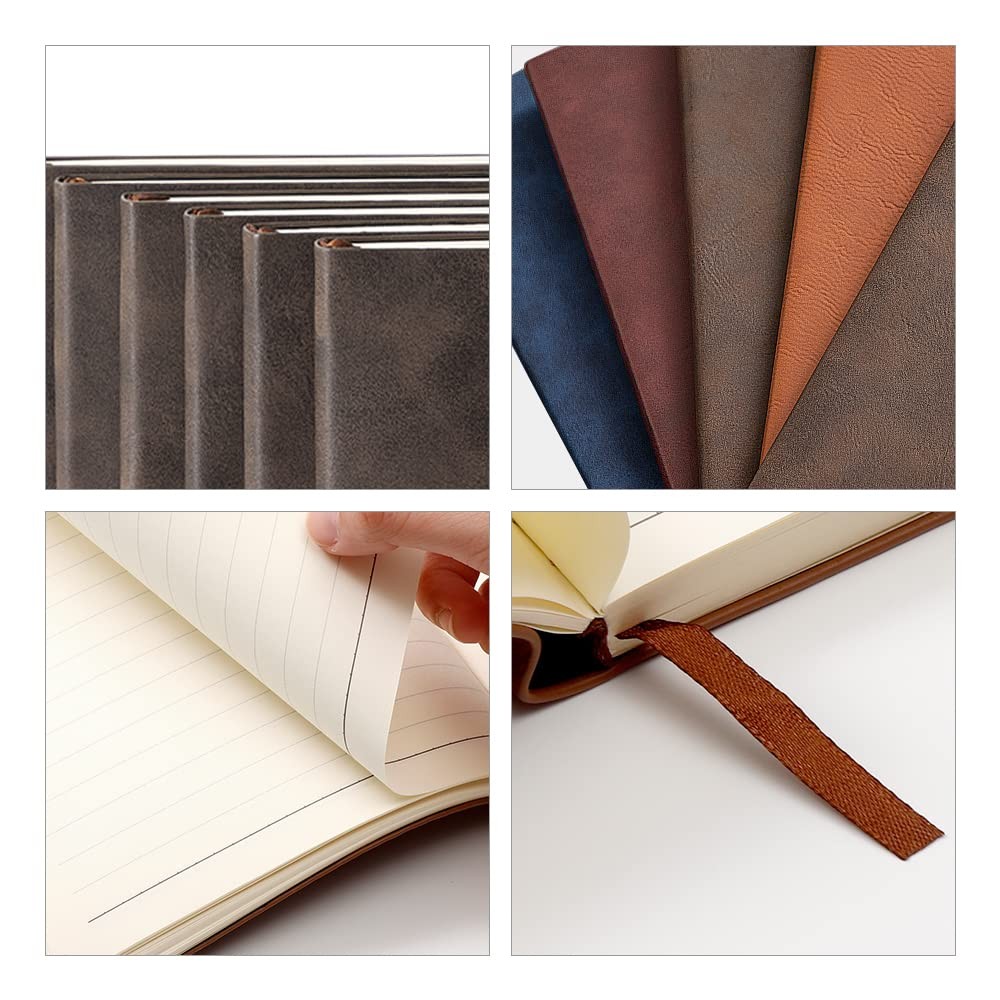 6 Pack Leather Notebooks A5 Journal Lined Blanks 5.8″ x 8.3″ Brown for Xtool …