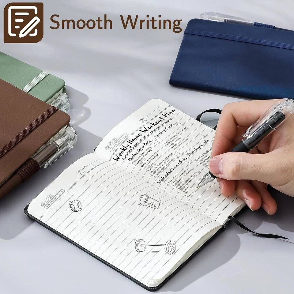 NETANY 4 Pack Small Notebook Pocket Notebook, A6 Mini Leather Hardcover Journal,