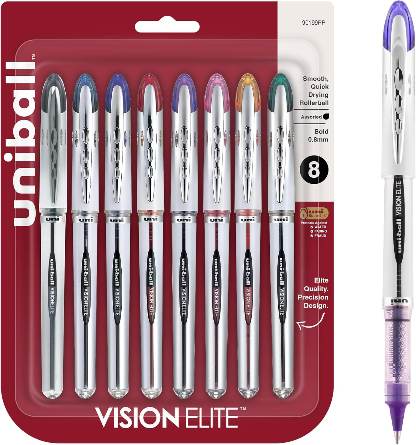® Vision™ Elite™ Liquid Ink Rollerball Pens, Bold Point, 0.8 Mm, Black Barrel, A