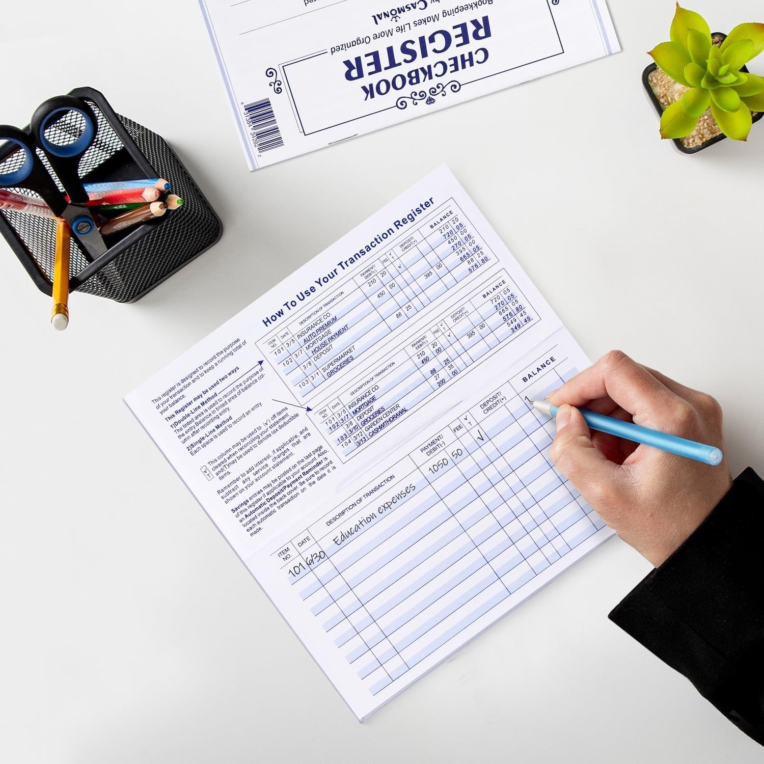 12/20 Checkbook Register,Check Registers for Personal,Blank Ledger Transaction