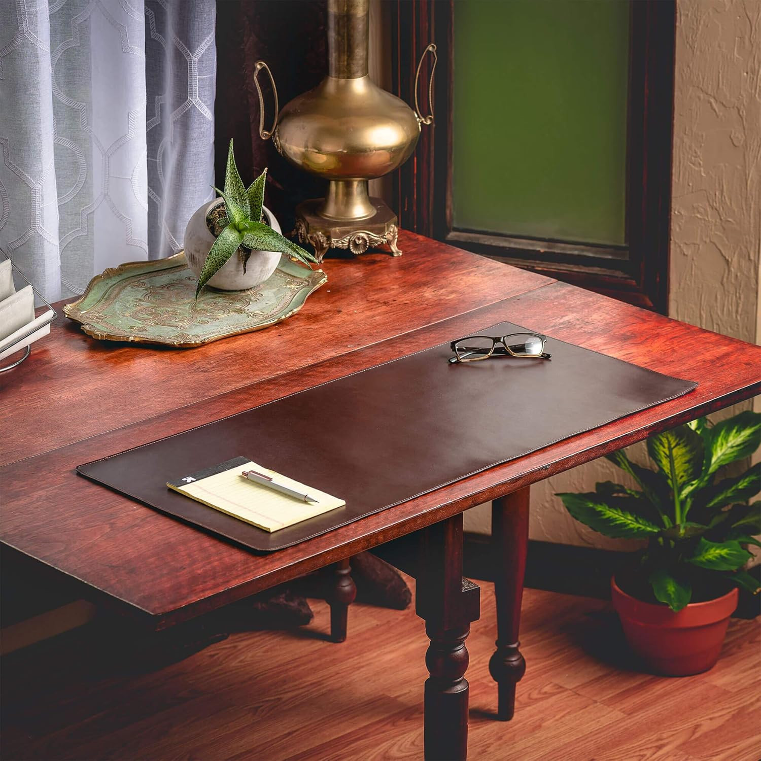 Bonded Leather No Core Rollable Desk Mat/Pad – Luxury Leather Desk Blotter for W