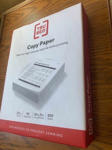 Ream of Paper TRU RED 8.5″x 11″ Copy Paper 20 lbs 92 Brightness 500 Pages 135855