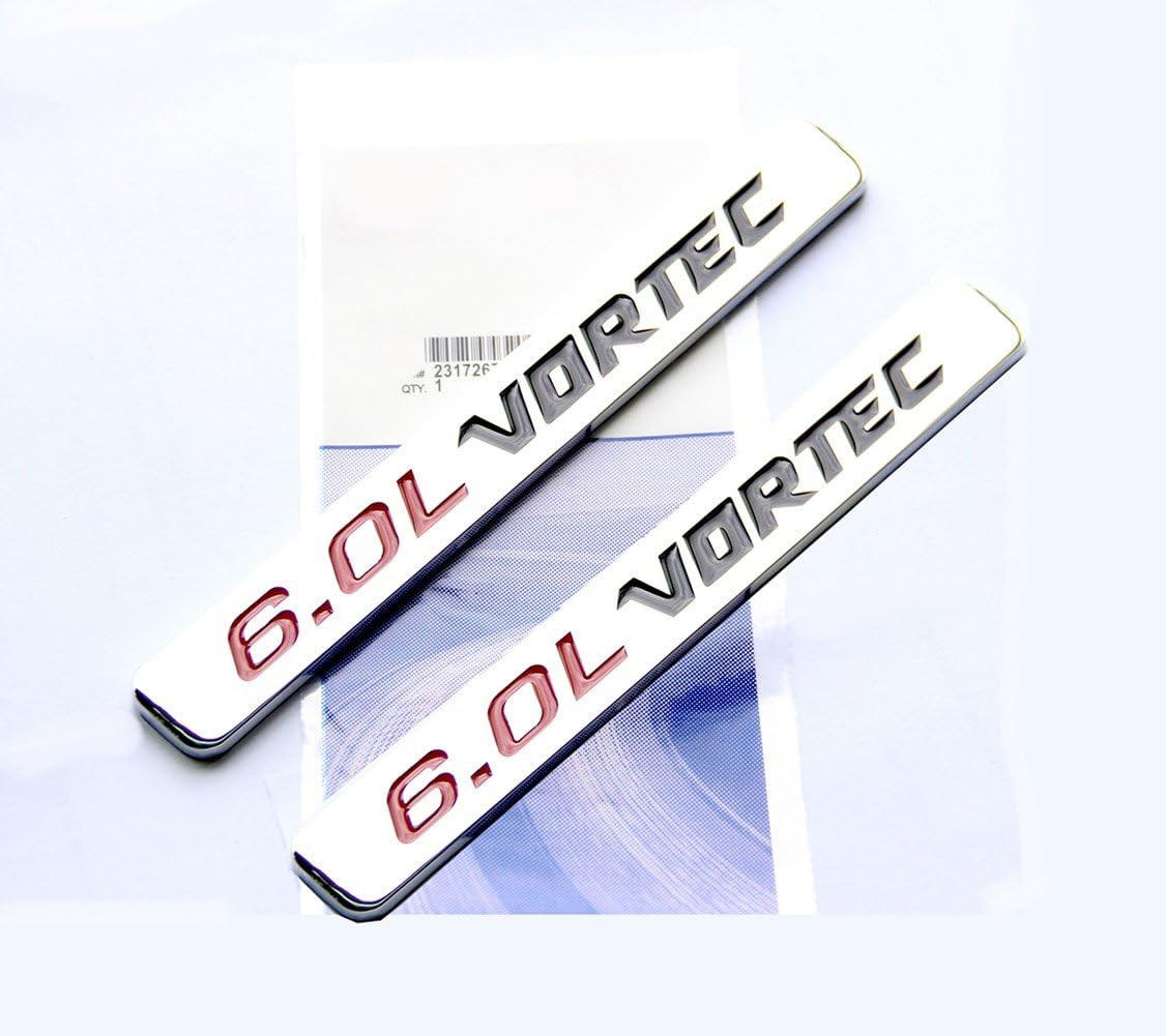 Paquete de 2 emblemas Vortec OEM 6.0L compatibles con 3D