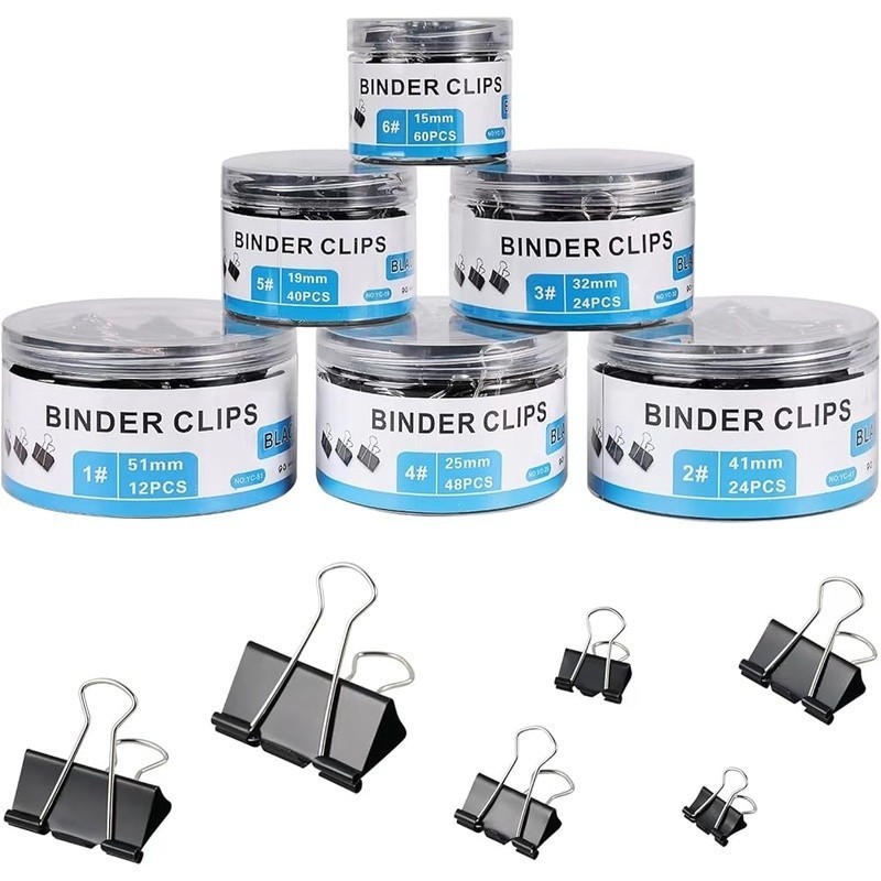 Large Assorted Binder Clips Set 208 PCS Durable Tempered Steel Paper Organizers