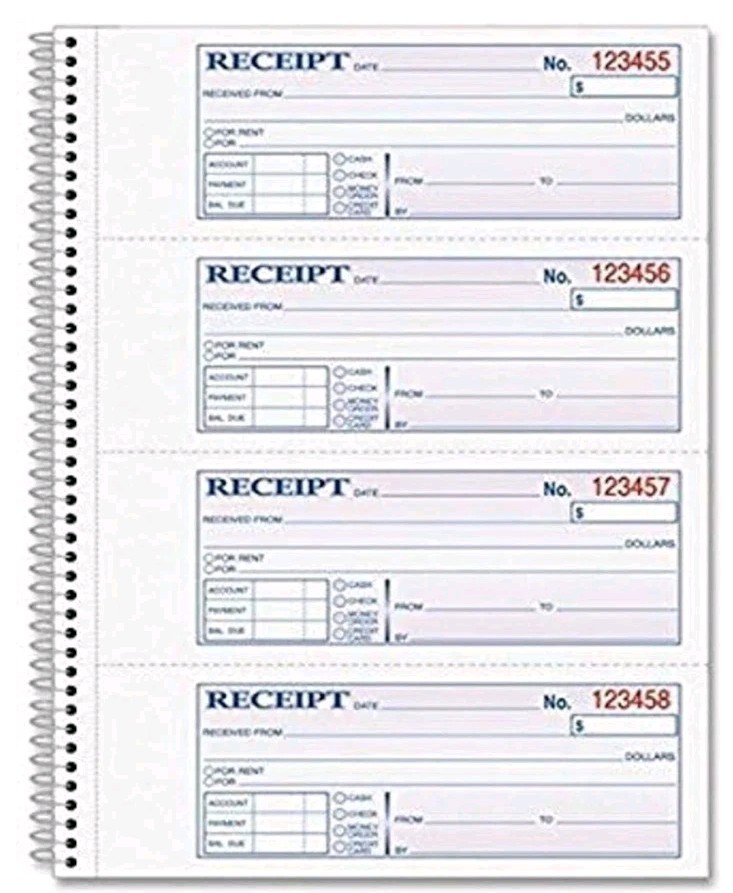 5-Pack of Rent Receipt Book, 2-Part Carbonless, 7-5/8″ X 11″, Spiral Bound, 200