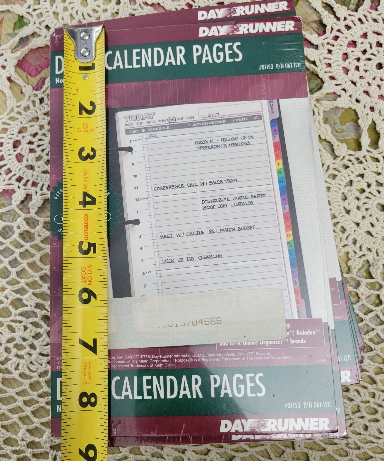 Lot 5 -Day Runner Daily Calendar Pages 5.5″ x 8.5″ Refill Pages 3 Ring Non-dated