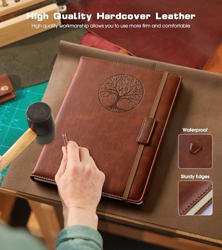 Lined Journal Notebook for Women Men,256 Pages A5 Hardcover Leather Journals for