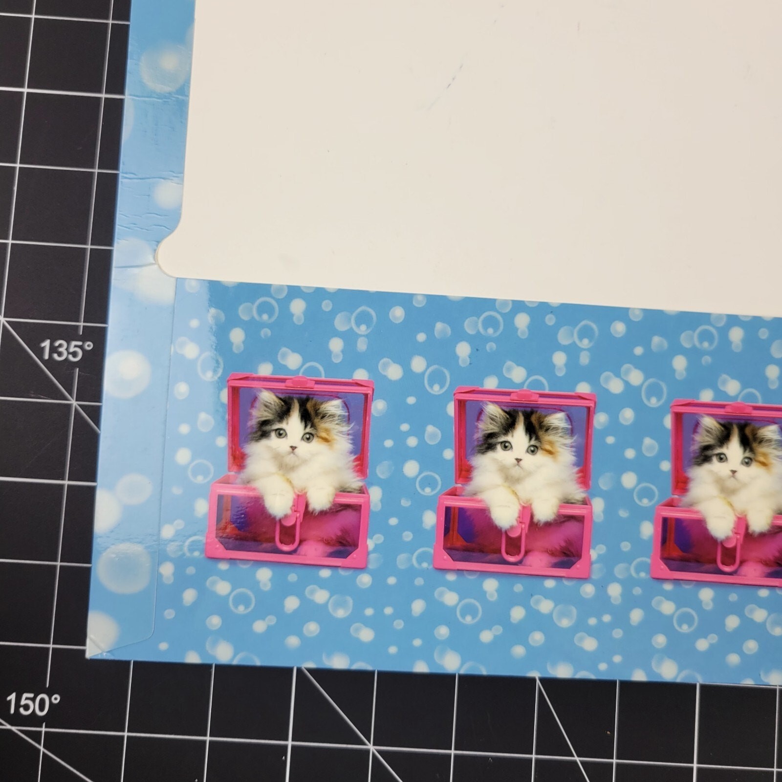 Vtg Pocket Folder Keith Kimberlin Kitty Cat Fluffy Kitten Pink Box 3 Ring 2004