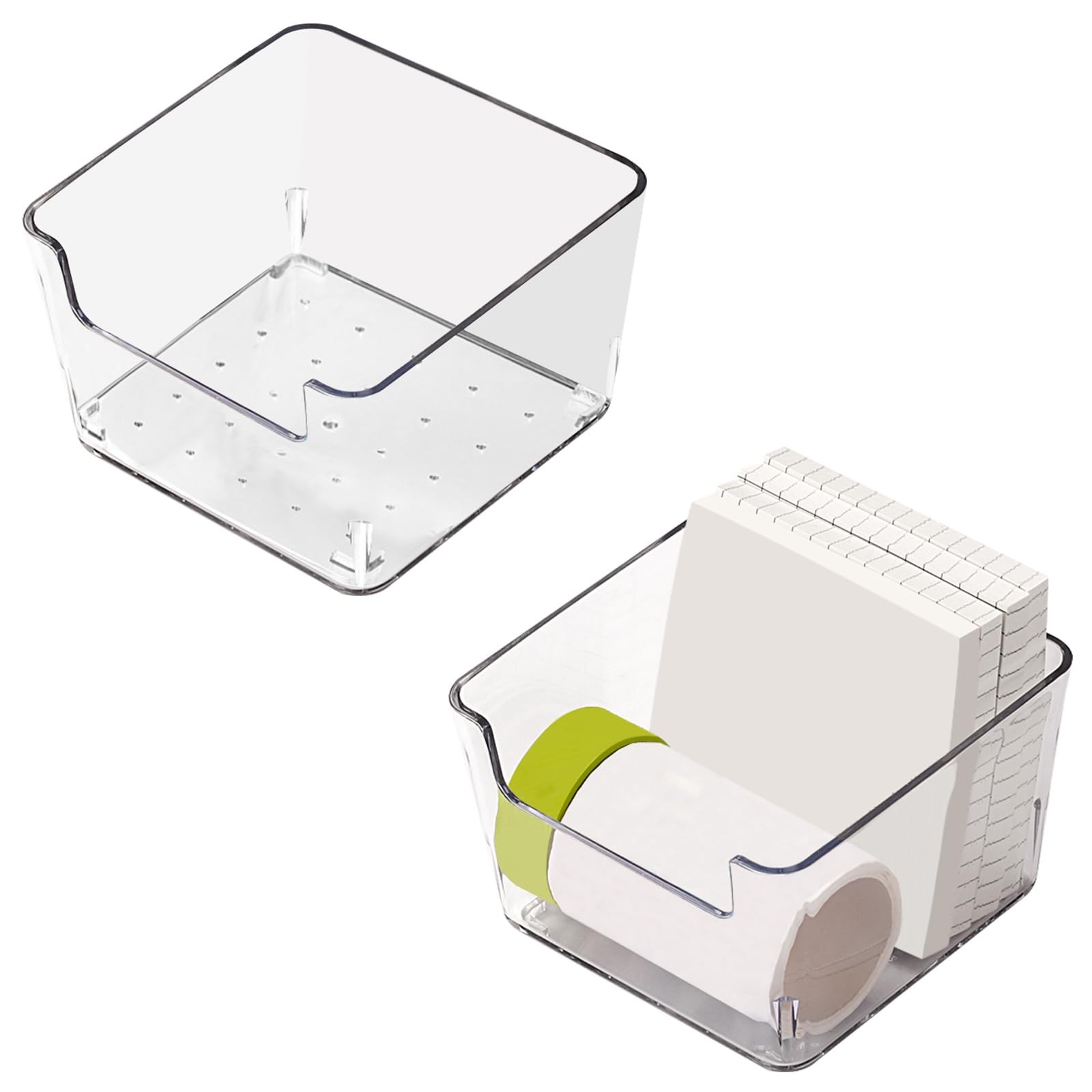Clear Acrylic Sticky Note Holder, 3.7 x 3.7 x 2.4 In Notepad Holder, Memo Pad…