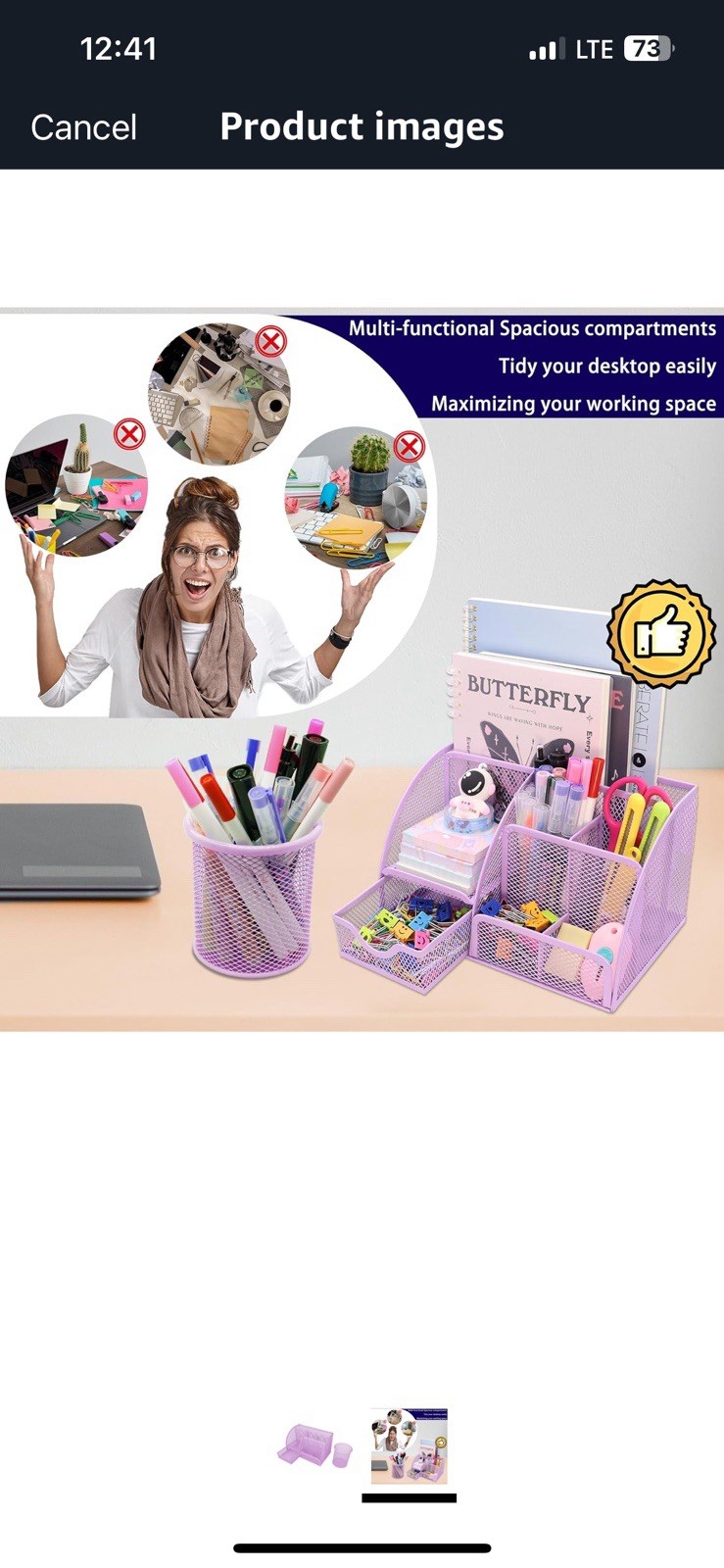 Mesh Desk Organizer Desktop Office Supplies Stationary Organizer with 6 Compa…