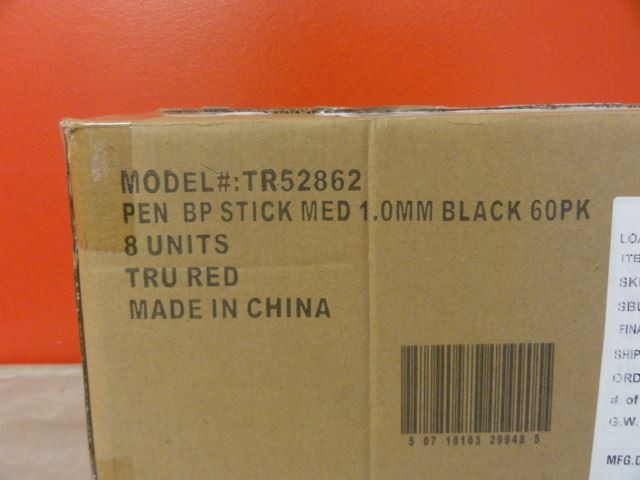 (8) Boxes Tru Red 1.0mm Tip Size BLACK Ballpoint Stick Pens (60 Pens Per Box, 48
