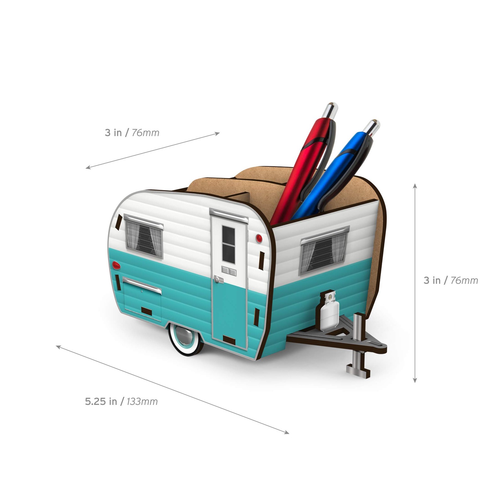 Genuine Fred Happy Camper Vintage Camper Pencil Holder, White And Blue