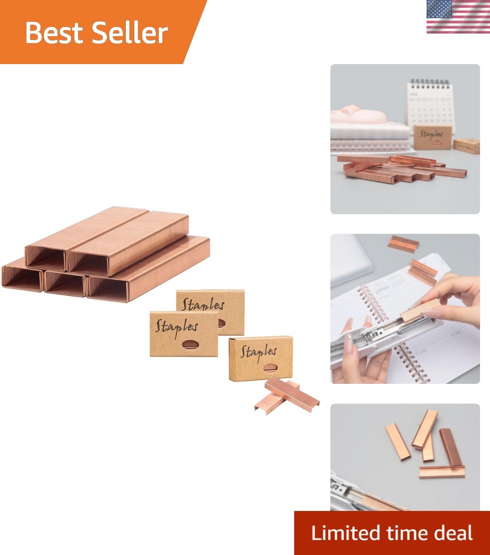 3000 Rose Gold Staples 26/6 Standard Colored Staple Refill for Desk Stapler, …