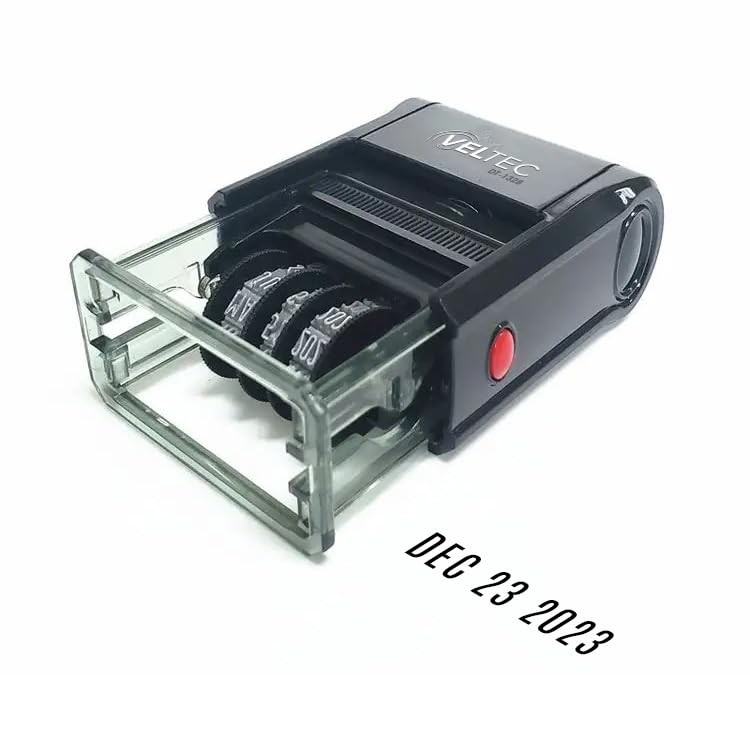 Self Inking Date Stamp with Month, Day, Year – Easy to Use & Adjust, Black