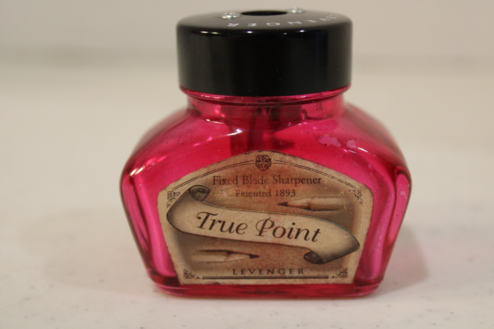 LEVENGER Glass Inkwell Pencil Sharpener, PINK W/DUX SHARPENER