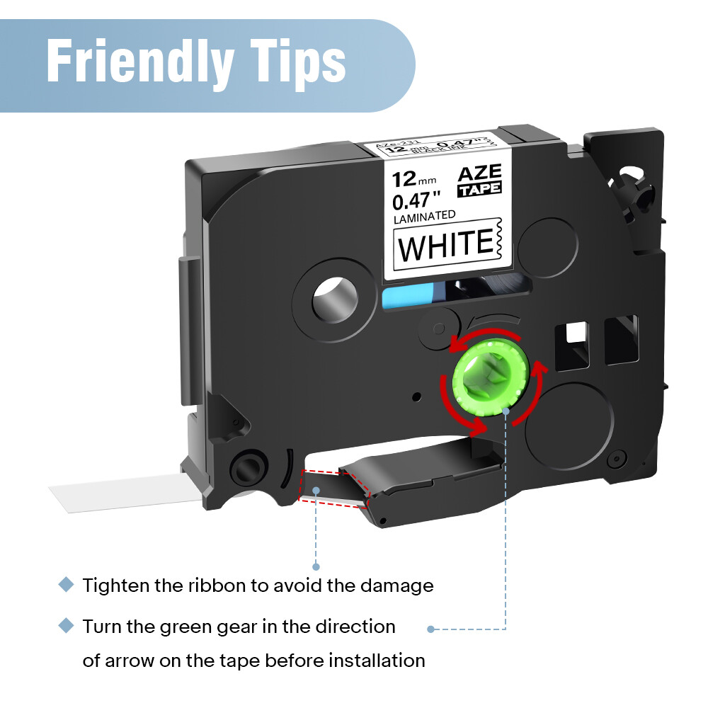 Compatible Label Maker Tape 0.47″12mm for Brother P-Touch TZ-231 TZe-231 PT-D210