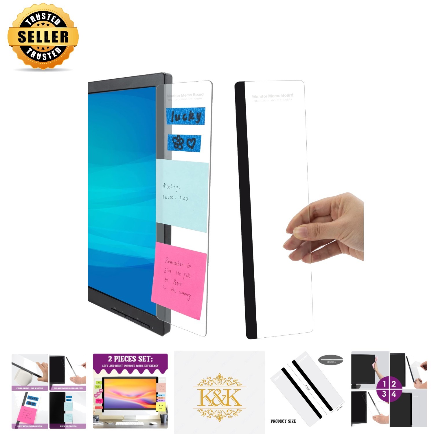 Elegant 2-Piece Acrylic Computer Monitor Memo Board – Perfect for Organization
