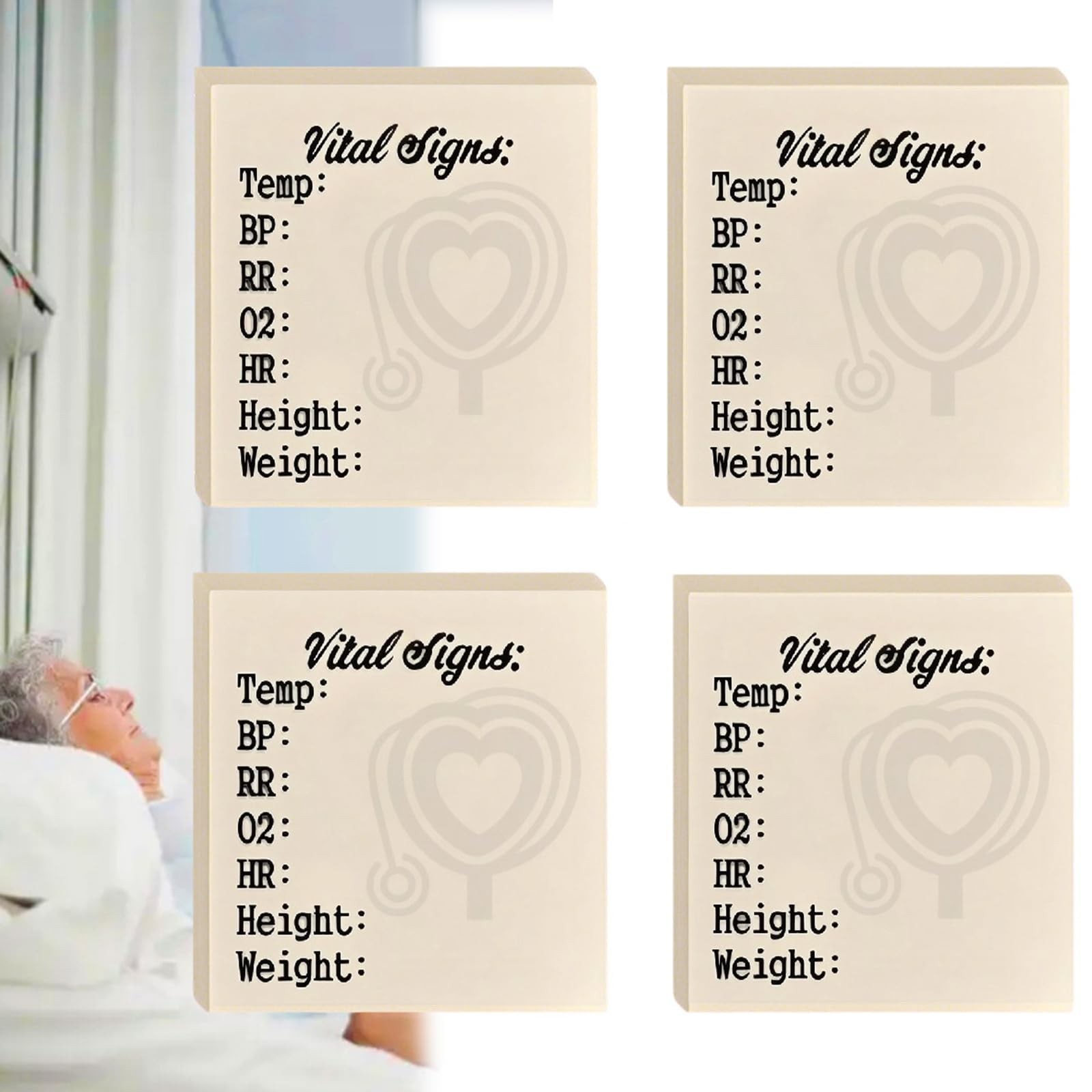 Cowenhey 200 Nurse Sticky Notes for Vital Signs – 3“ Daily 3×3 inches, White