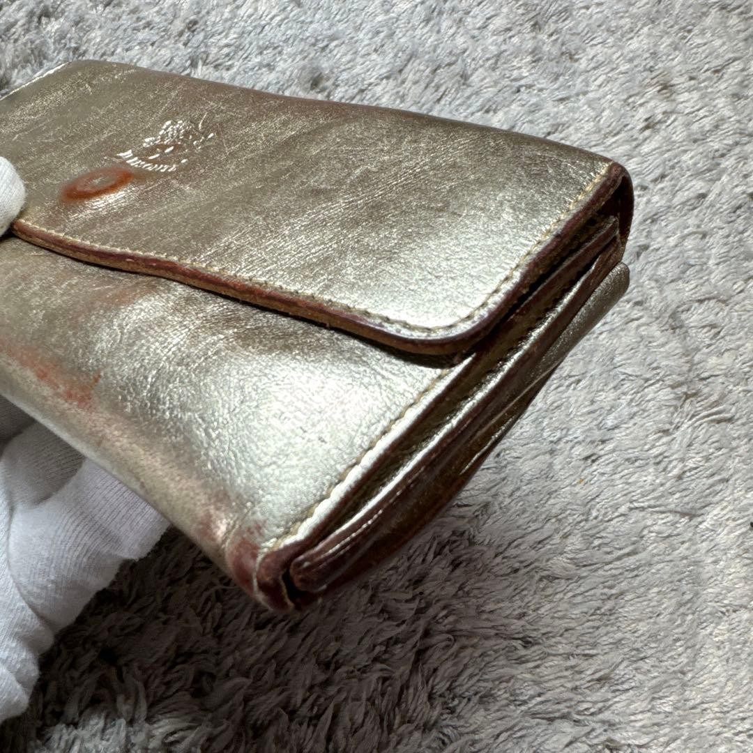 IL BISONTE Long Wallet Genuine Leather Gold Unisex