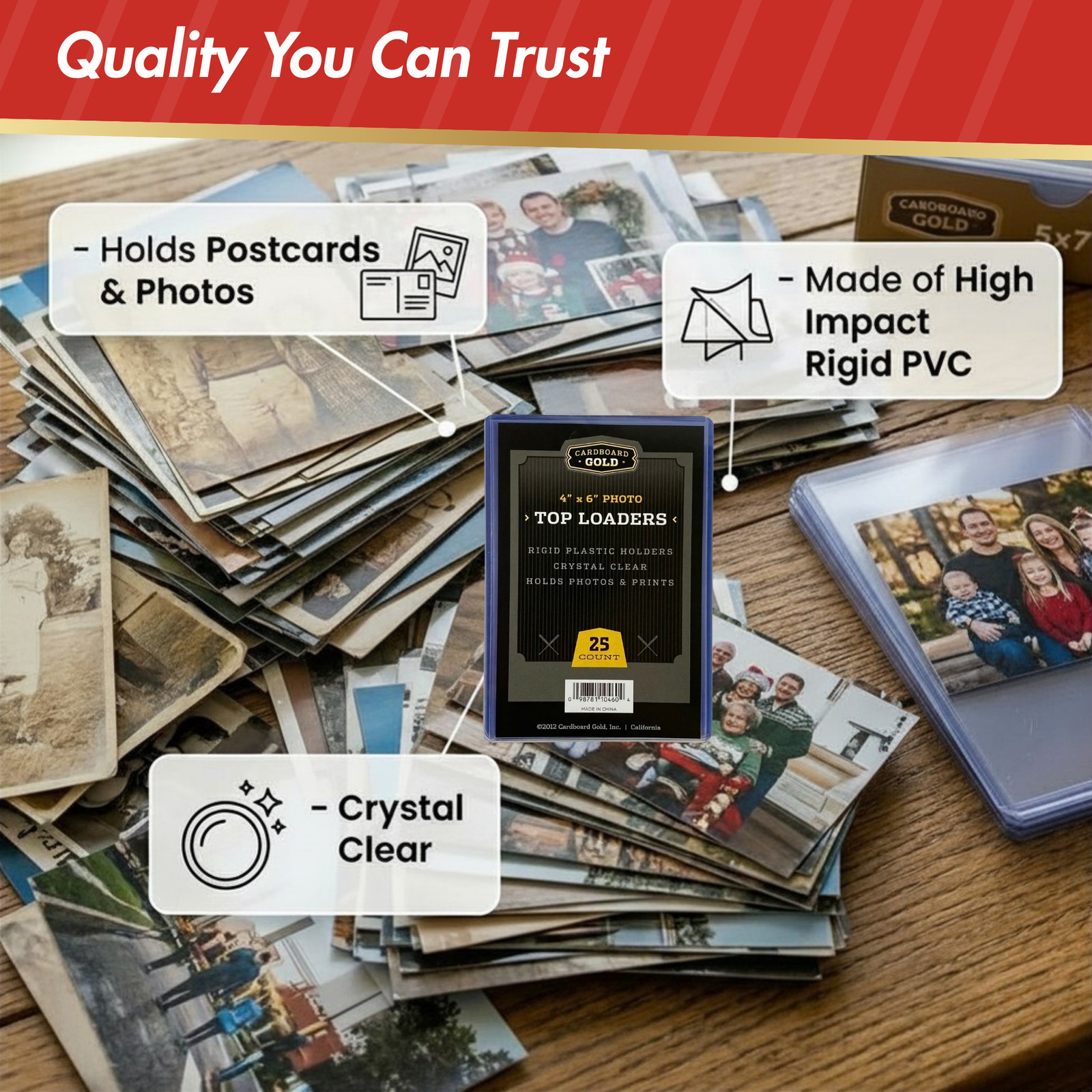 250 4×6 Ultra CBG Premium Pro Hard Rigid Toploaders Photo Topload Holders – New