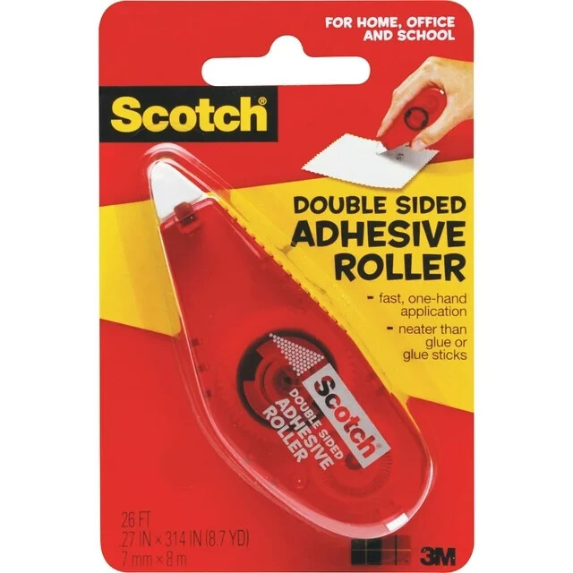 Scotch Double Sided Adhesive Rollers Each Is 0.27 In x 312 In (8.6 Yds) 2 Pack