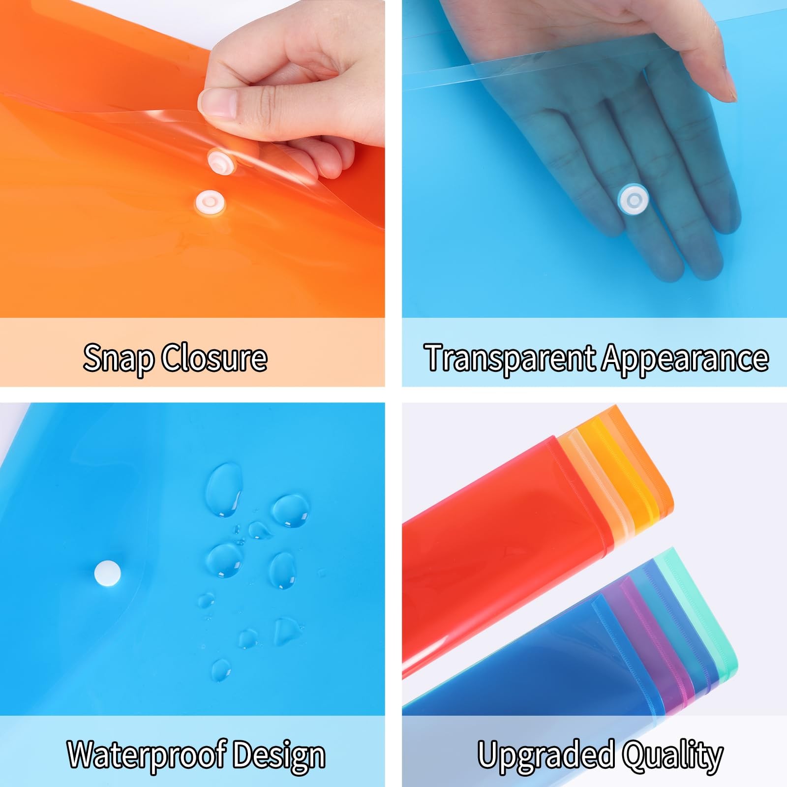 EOOUT 48 Pack Plastic Envelopes Poly Envelopes with Snap Closure, Clear Docum…
