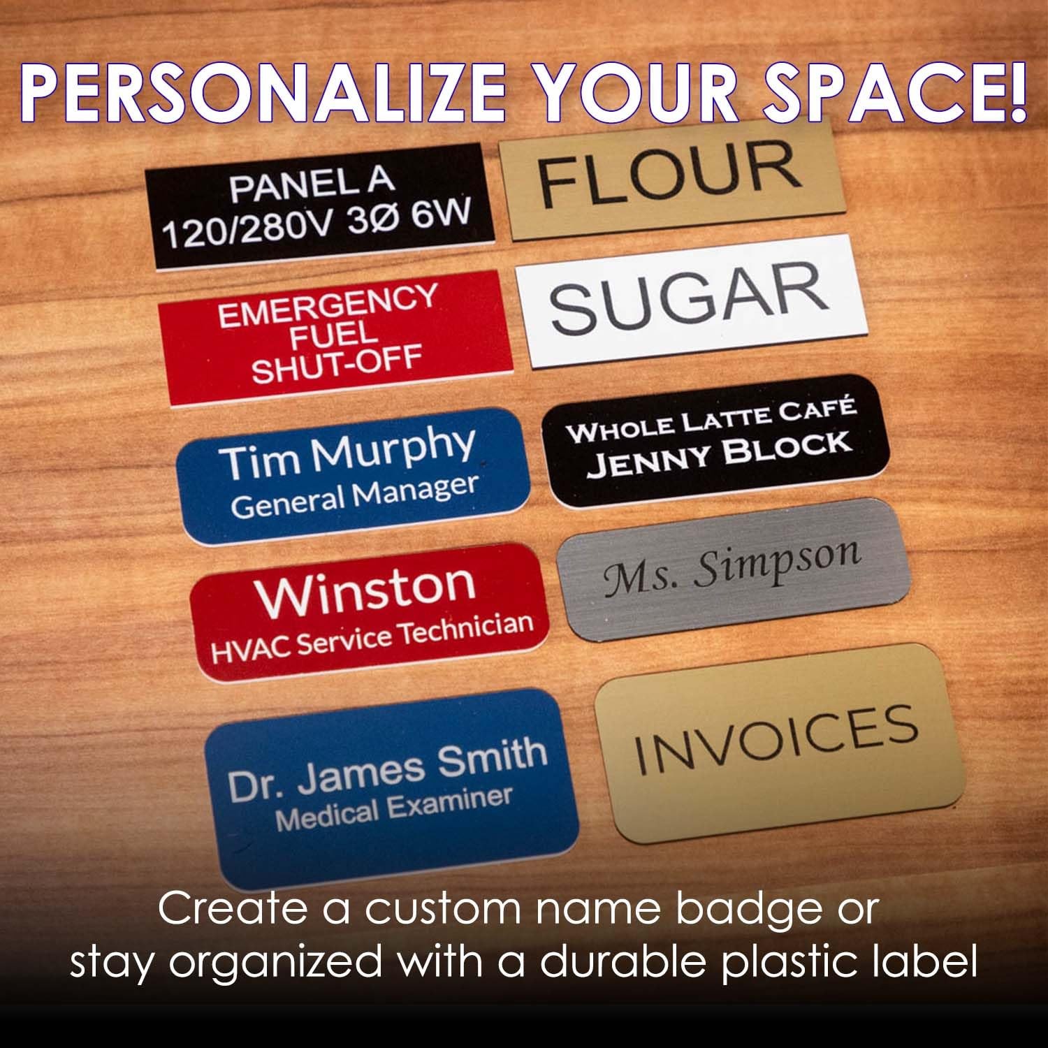 Black Name Tag Blanks – 10 Pack, 1.5″ x 3″, Round Corners, DIY Engravable