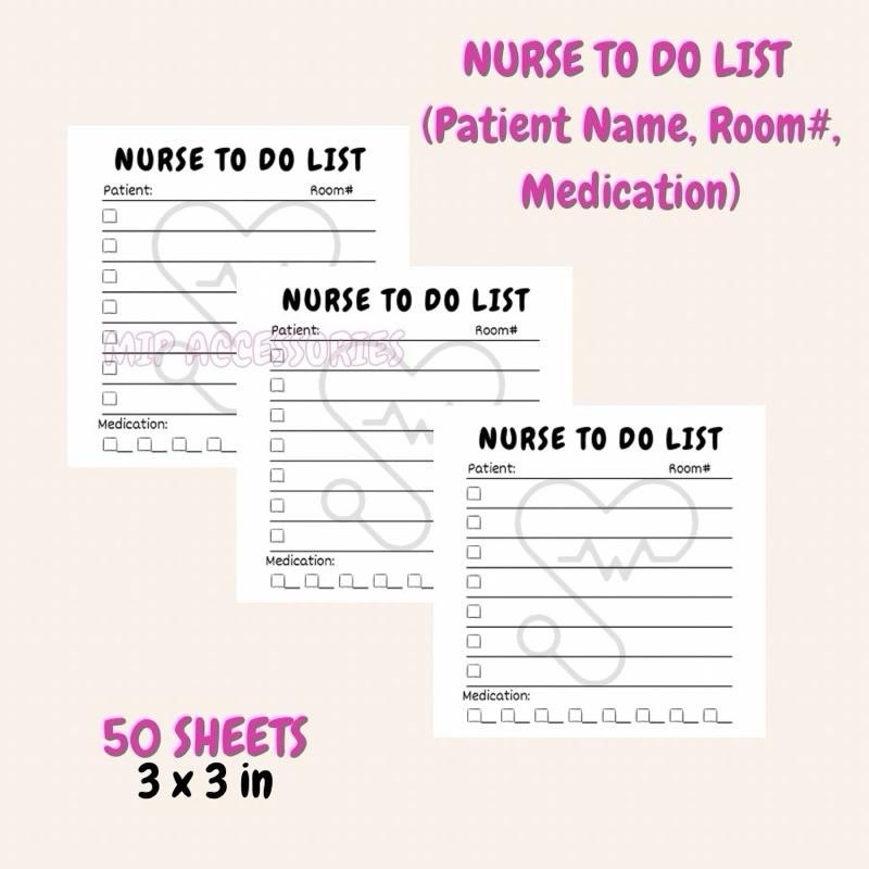 Nurse To Do List w/(Patient Name, Room#, Medication)Notes 50 sheets 3 x 3 inches