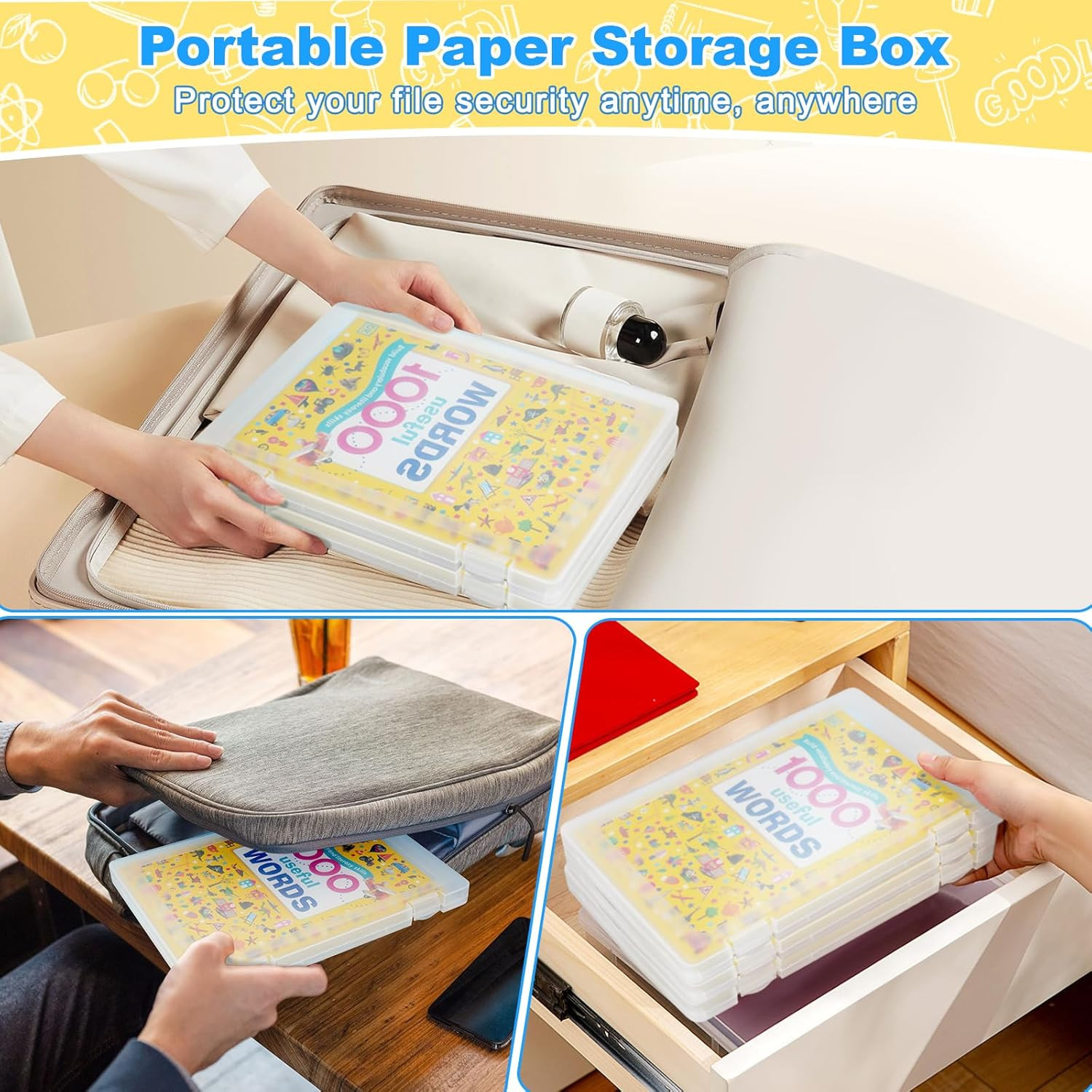 1 Pack A4 File Box Paper Organizers Holder, Transparent Document Paper Project C