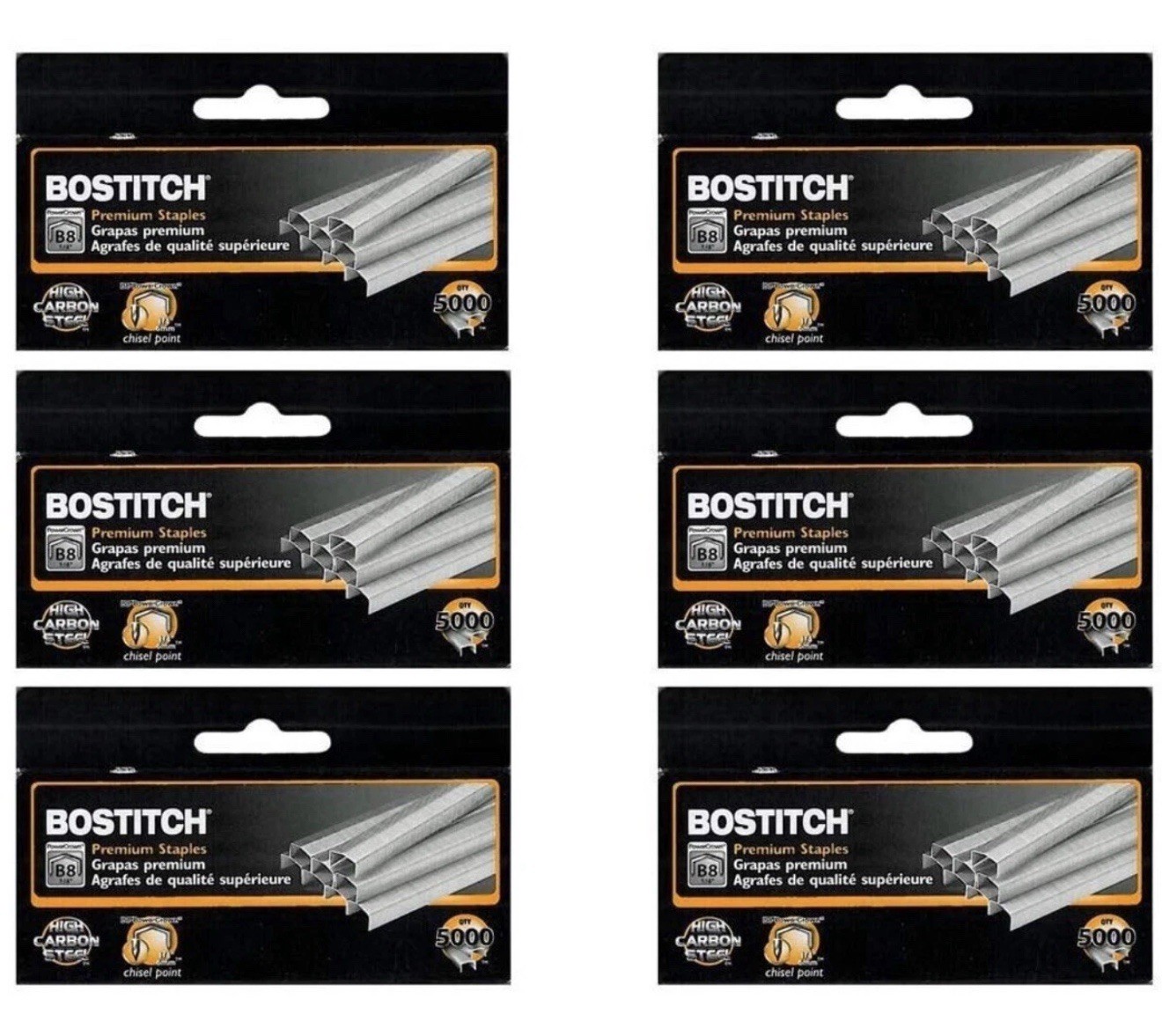 Value Pack Of 6 Boxes Bostitch B8 Powercrown Premium 1/4” Staples (STCRP21151/4)