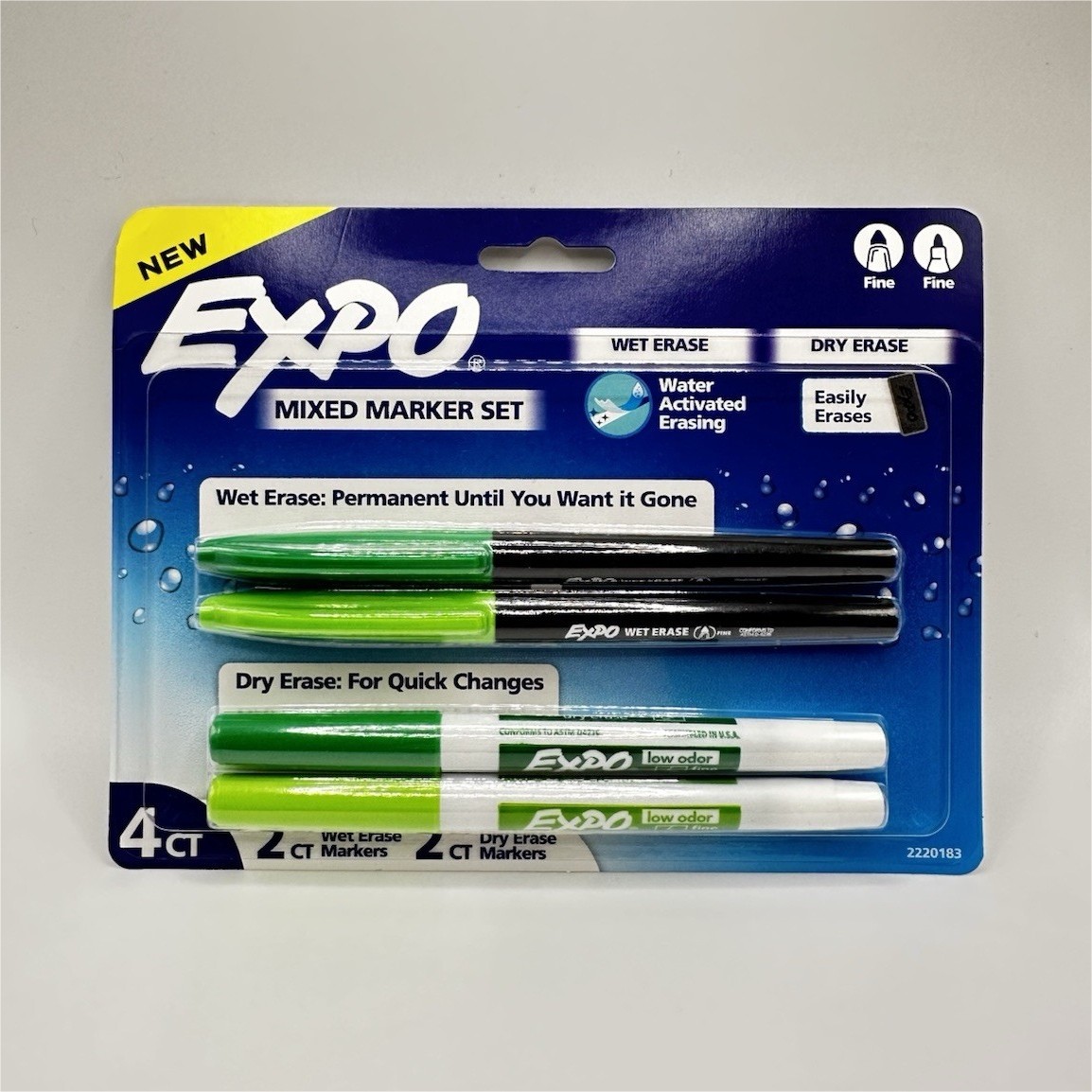 Expo Mixed Marker Set Wet Erase & Dry Erase Markers 4 Count Green