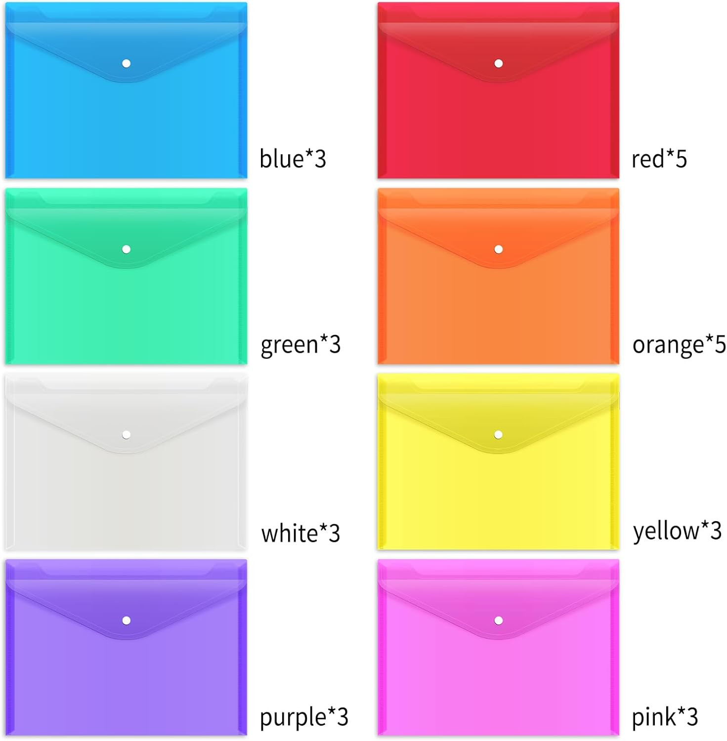 Eoout 28Pcs Plastic Envelopes, Plastic Folders For Documents, Poly Fol