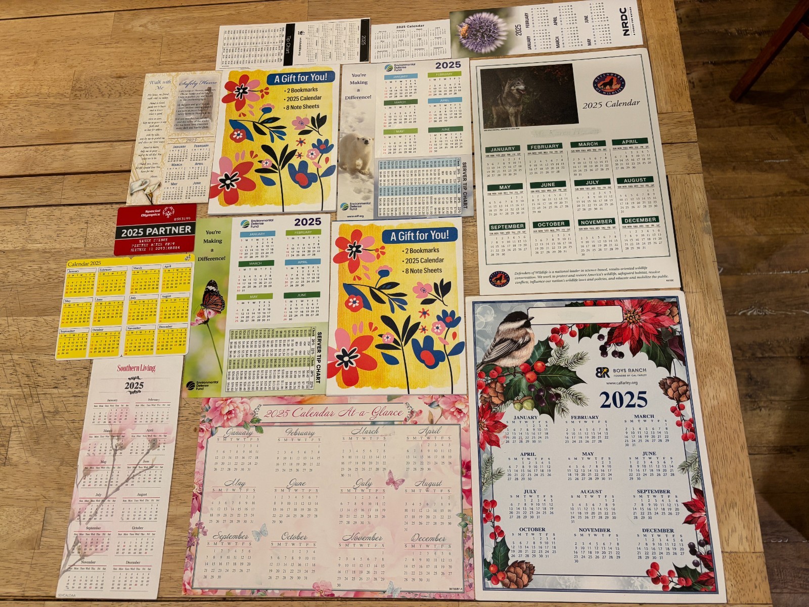 Pocket Calendars & Cards – Lot of 14 – 2025 – 12-Months – Various Charities