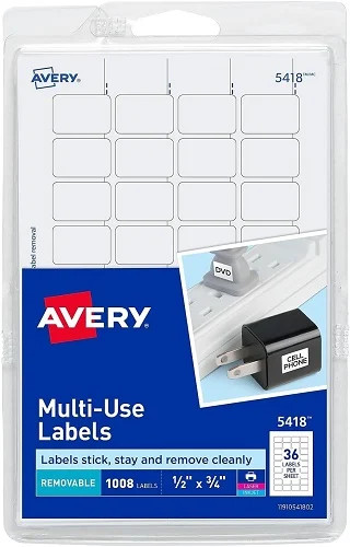 Removable Multi-Use ID Labels on Printable 1/2×3/4in White 1008/PK – 1EA
