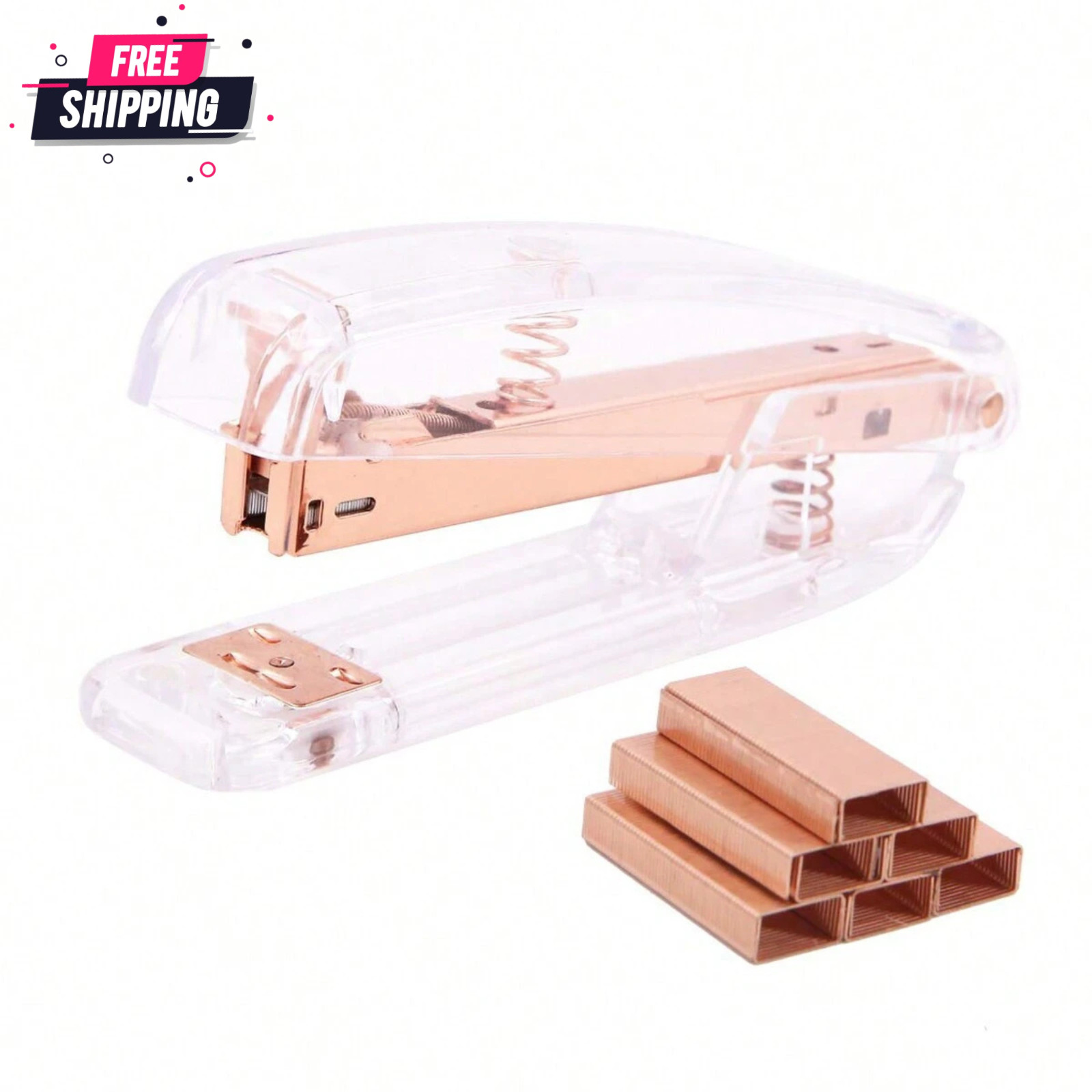 Transparent Stapler Acrylic with 1000pcs Staples 24/6 Office School Binding Tool