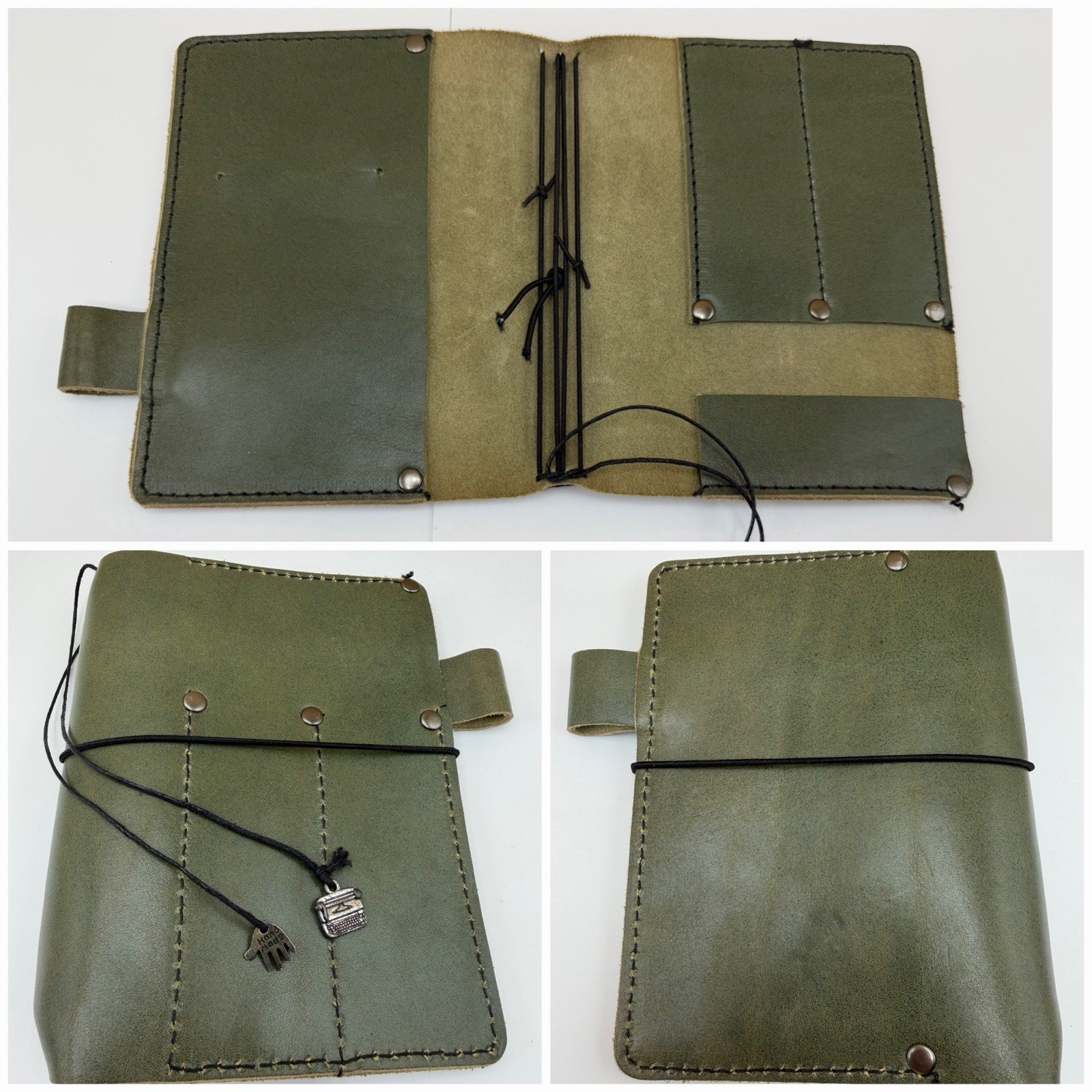 ZenKraft Pocket Traveler’s Notebook Olive Green Leather TN Cover Handmade