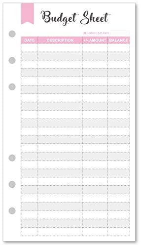 Set of 90 Sheets Expense Tracker 6-Hole Punched Budget Sheets for A6 Budget B…
