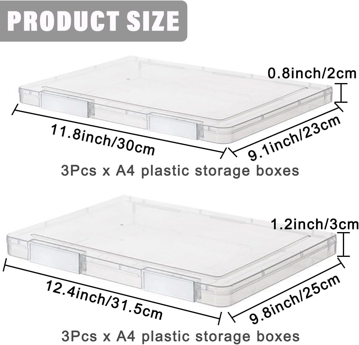 6-Pack Clear A4 Portable File Cases for Documents & Scrapbook Storage