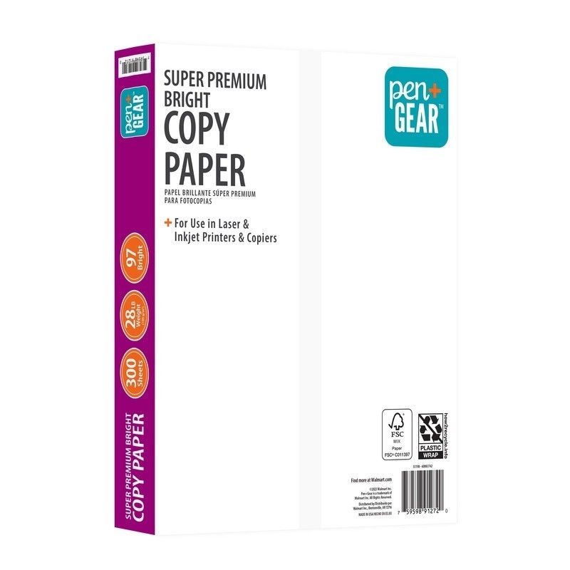 Premium Bright White Printer Paper 28 lb 300 Sheets Jam Free Copier Inkjet Laser