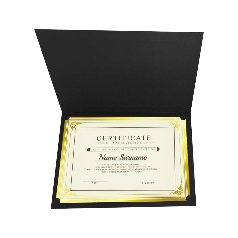 100 Sheets Certificate Papers – Blank Gold Foil Border Letter Size 8.5×11 for