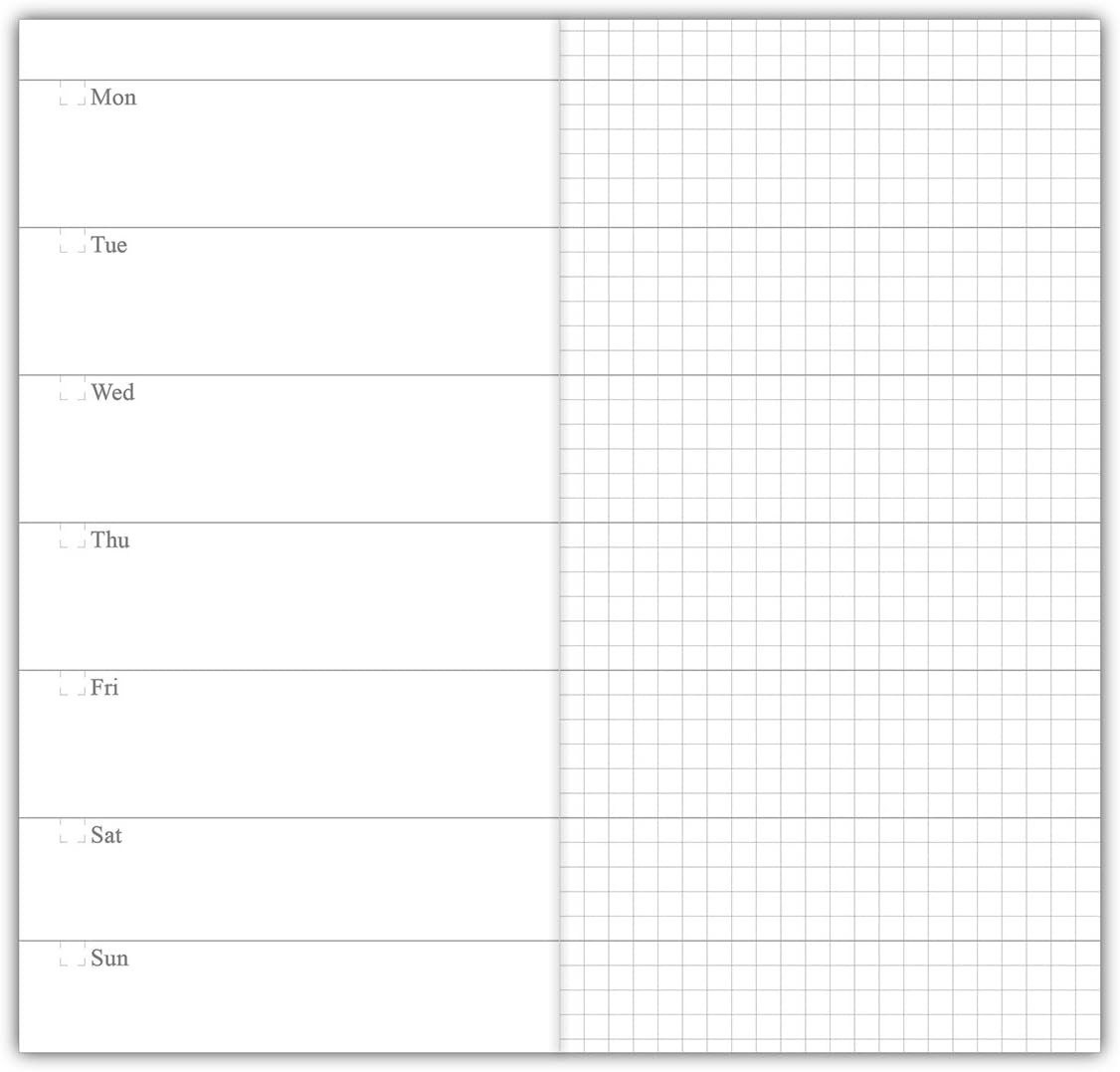 Travelers Notebook Inserts – Weekly Refills for Standard Size Travelers Notebook