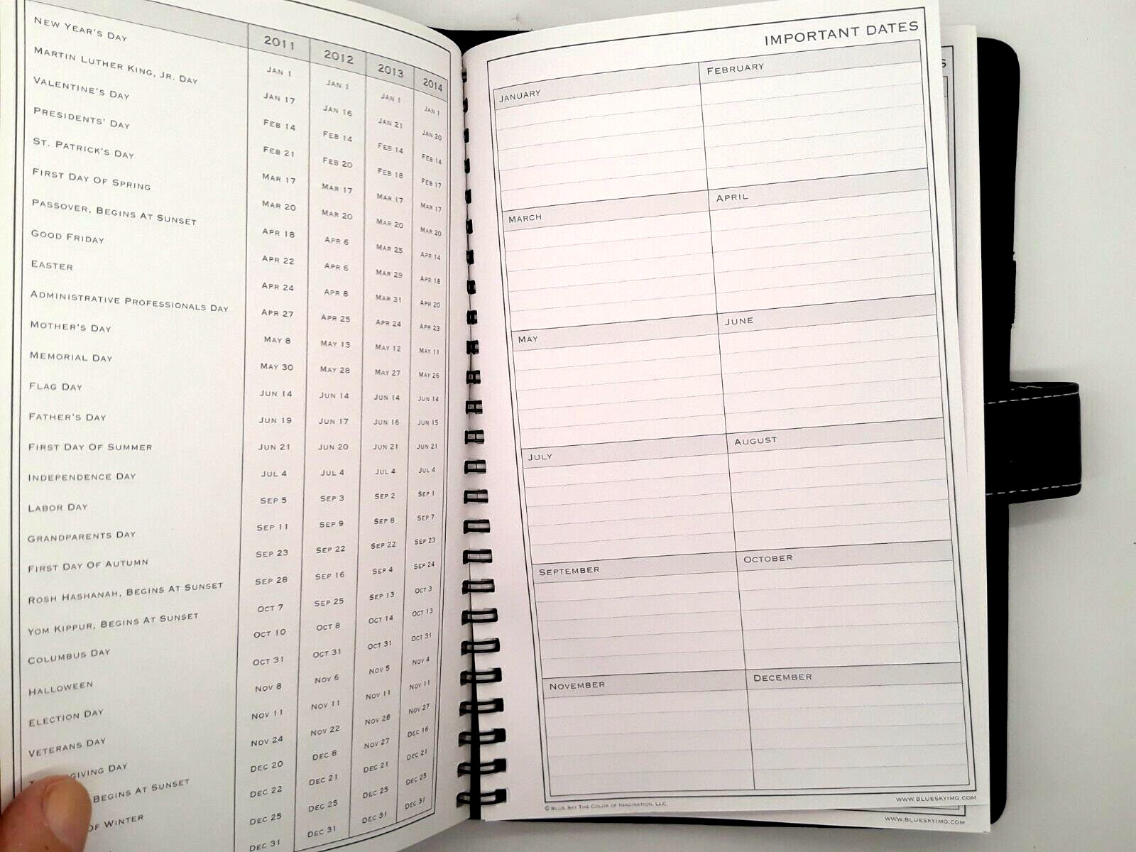 Blue Sky Pro Notes Black Notebook / Planner Faux Leather #11224 8 1/2″ x 5″