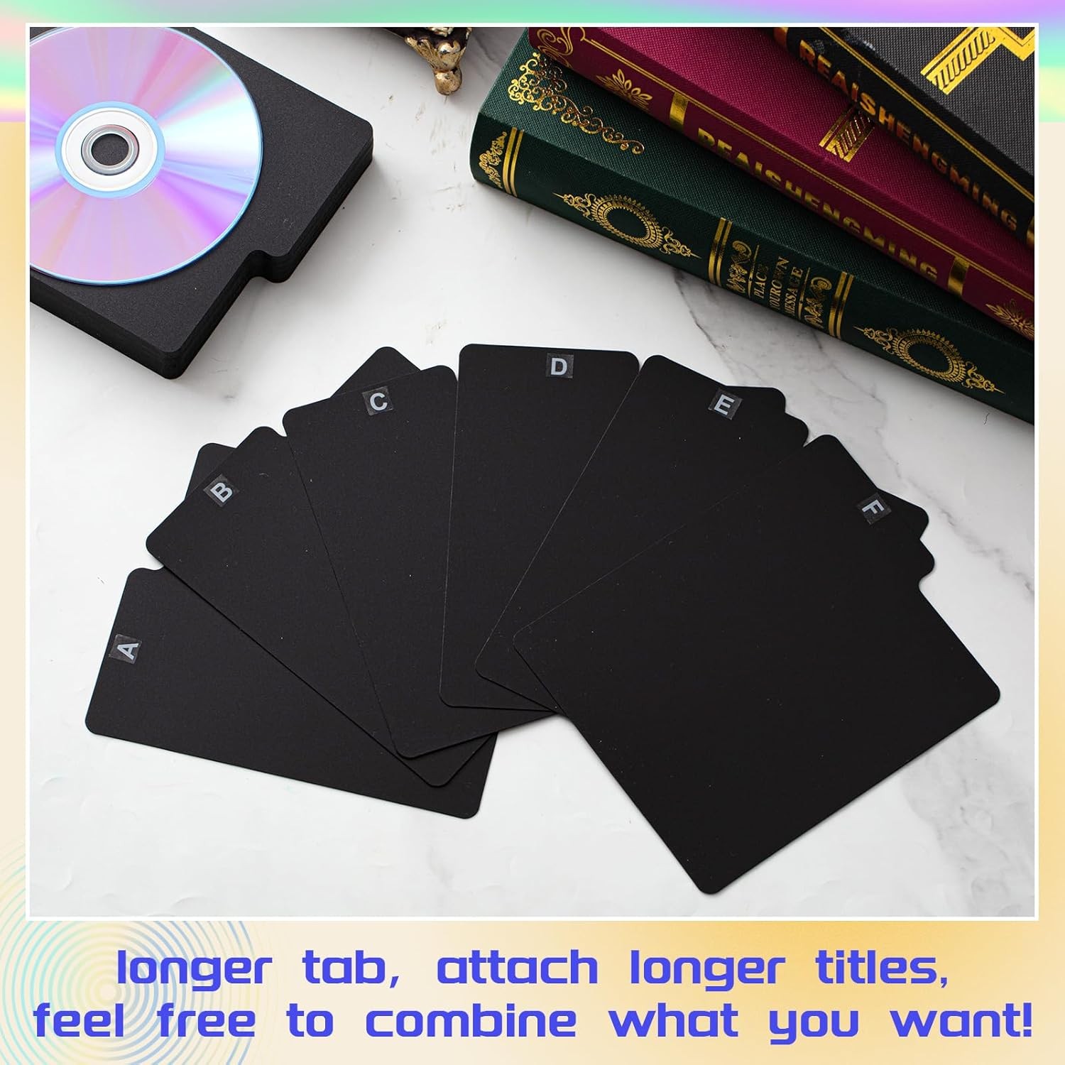 26 Pcs CD DVD Dividers with Tabs, Black Vinyl, 5×5.5 Inch Polypropylene Storage