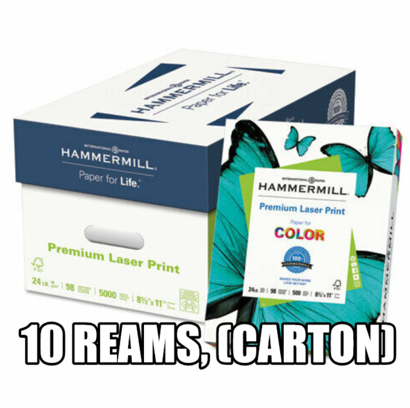Premium Laser Print Paper, 98 Bright, 24lb, 8.5 x 11, White, 500/Ream (10 Reams)