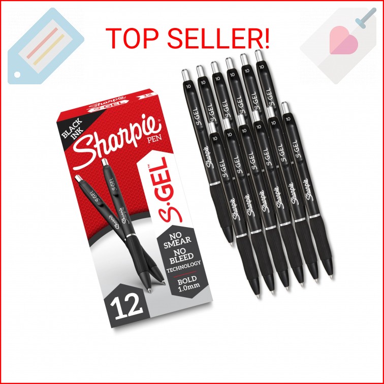 Sharpie S-Gel Pens, Bold Point (1.0mm), Black Gel Ink, 12 Count – Writing, Journ
